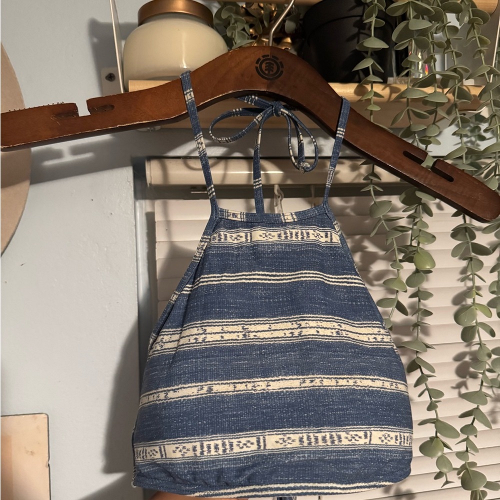 Billabong Blue and White Striped Halter Top